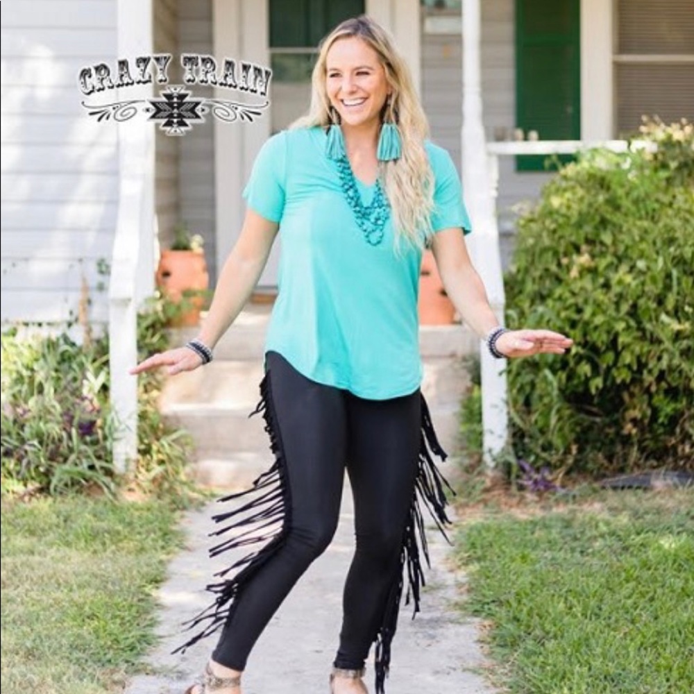 Crazy Train Black Fringe Leggings